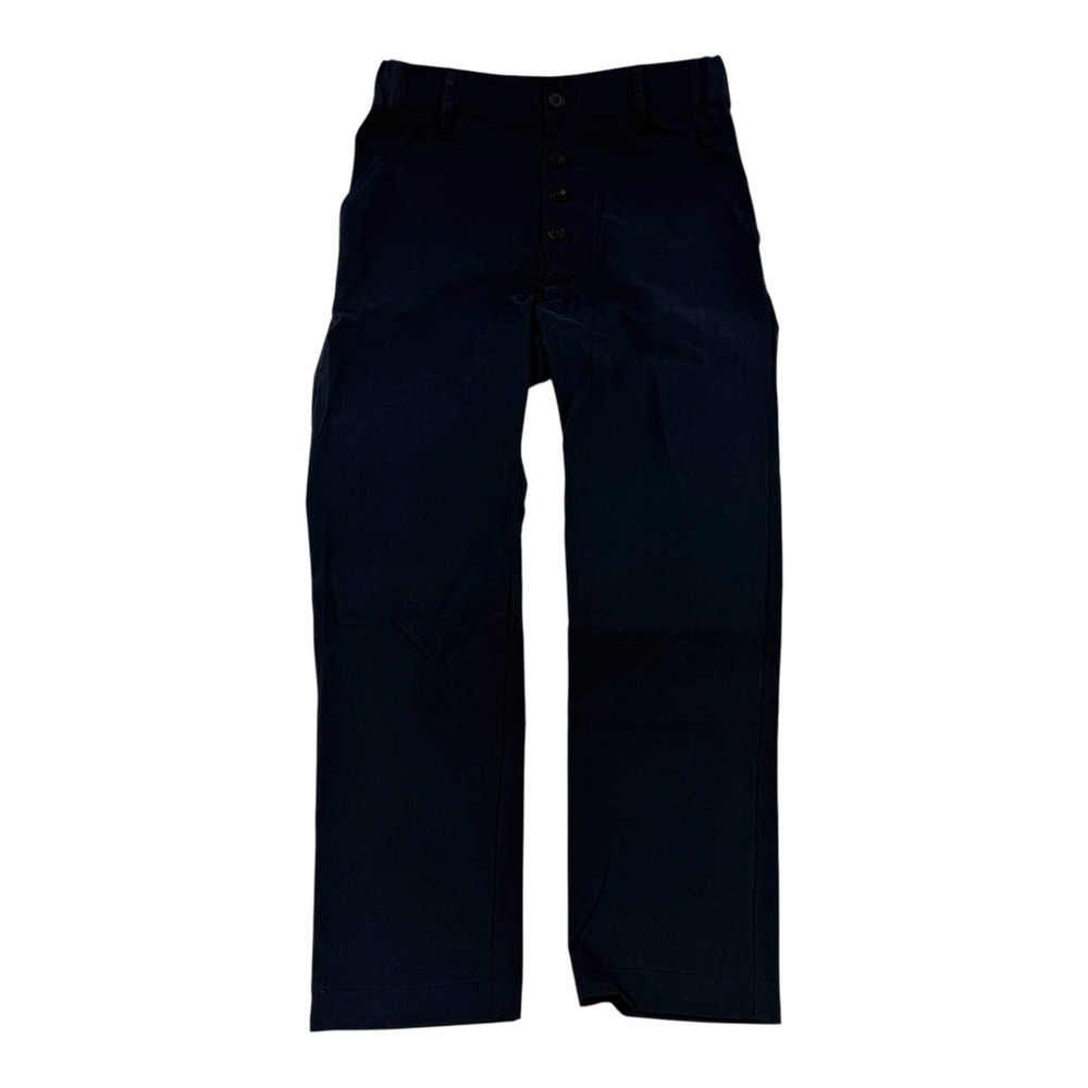 Lis Lareida Blue Cotton Spandex Straight Leg Pants Women's 34 Elastic Waist